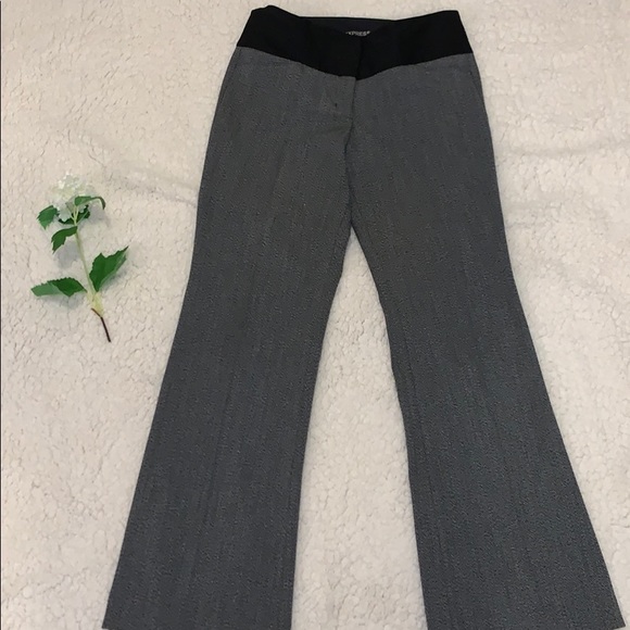 Express Editor Bootcut Flare Dress Pants Gray with Black Waistband Womens Size 0 - Picture 3 of 6